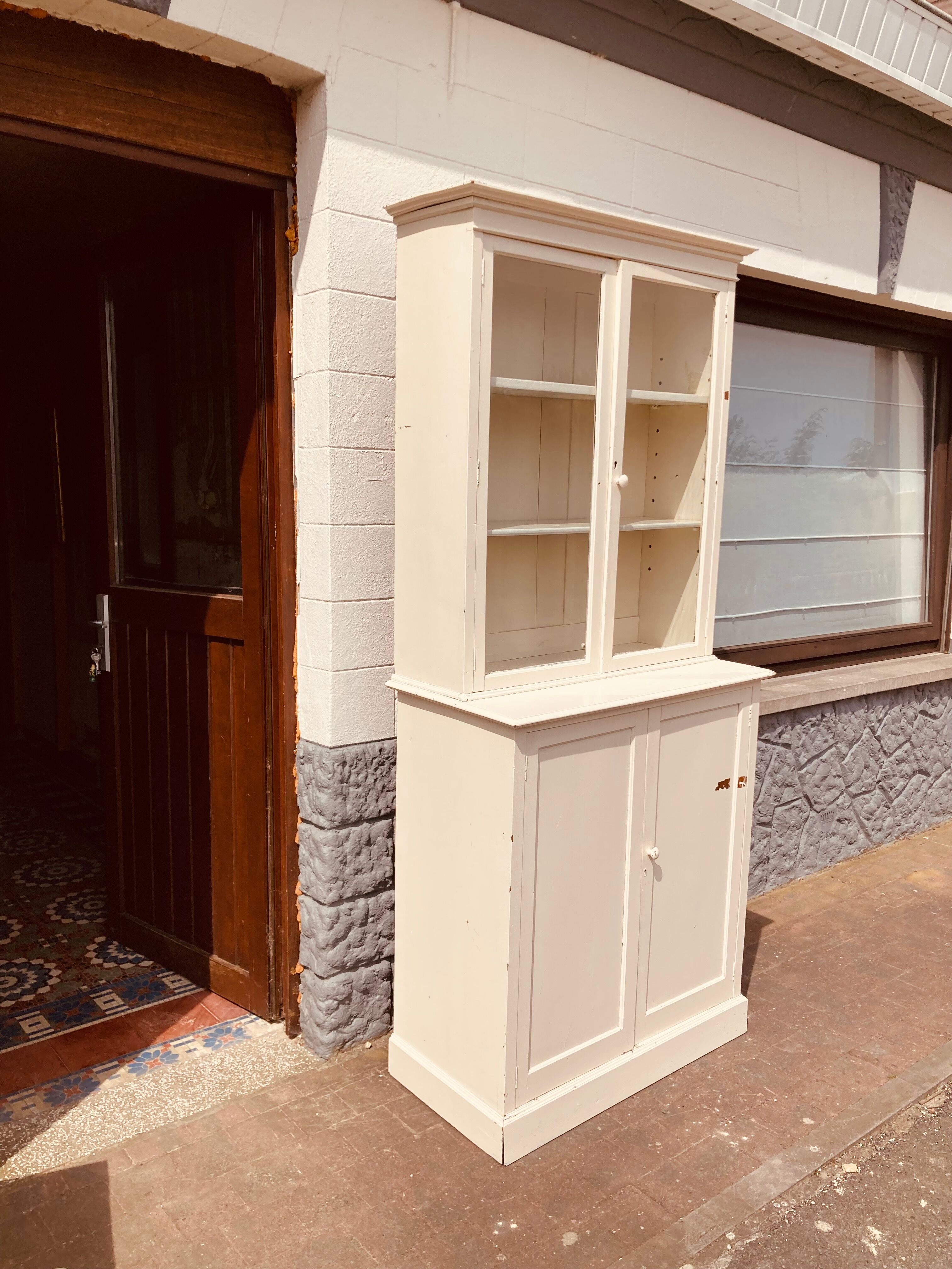 White patina glazed sideboard