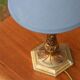 Vintage bedside lamp in gold metal – sculpted base and blue shade