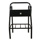Design hospital/boarding school bedside table in vintage black metal 1920.