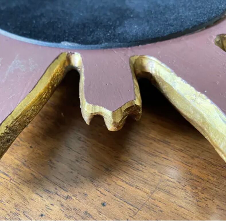 Vintage sun mirror in golden resin 60s/70s