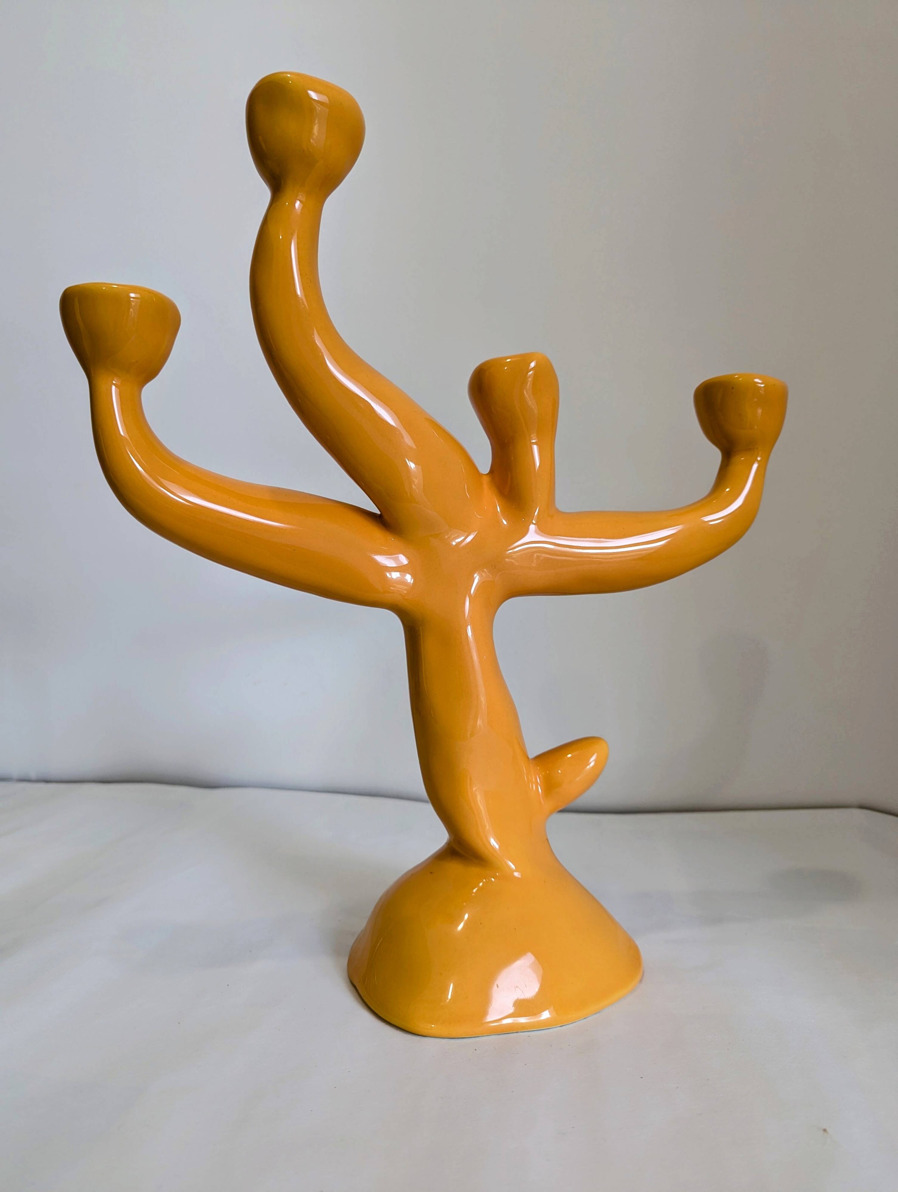 4-branch ceramic candle holder
