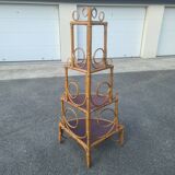 Bibliothèque étagère angle rotin bambou vintage 1960 (peacock / Emmanuelle)