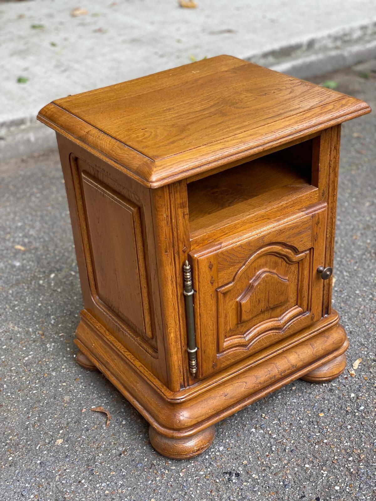 Louis XIV solid oak bedside table 1900
