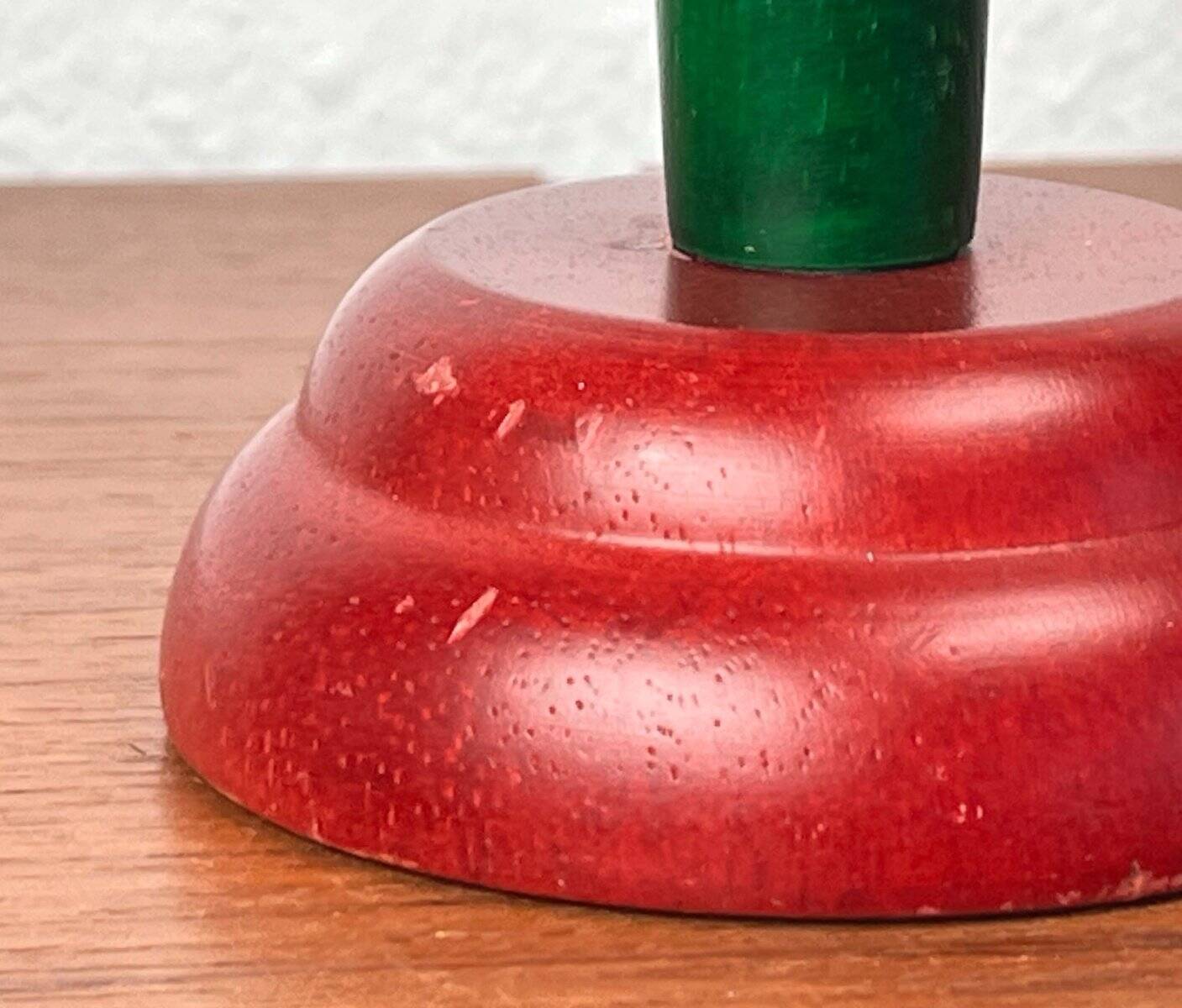 Postmodern yellow, green, red wooden chandelier Monokel by Ikea, 1980s.