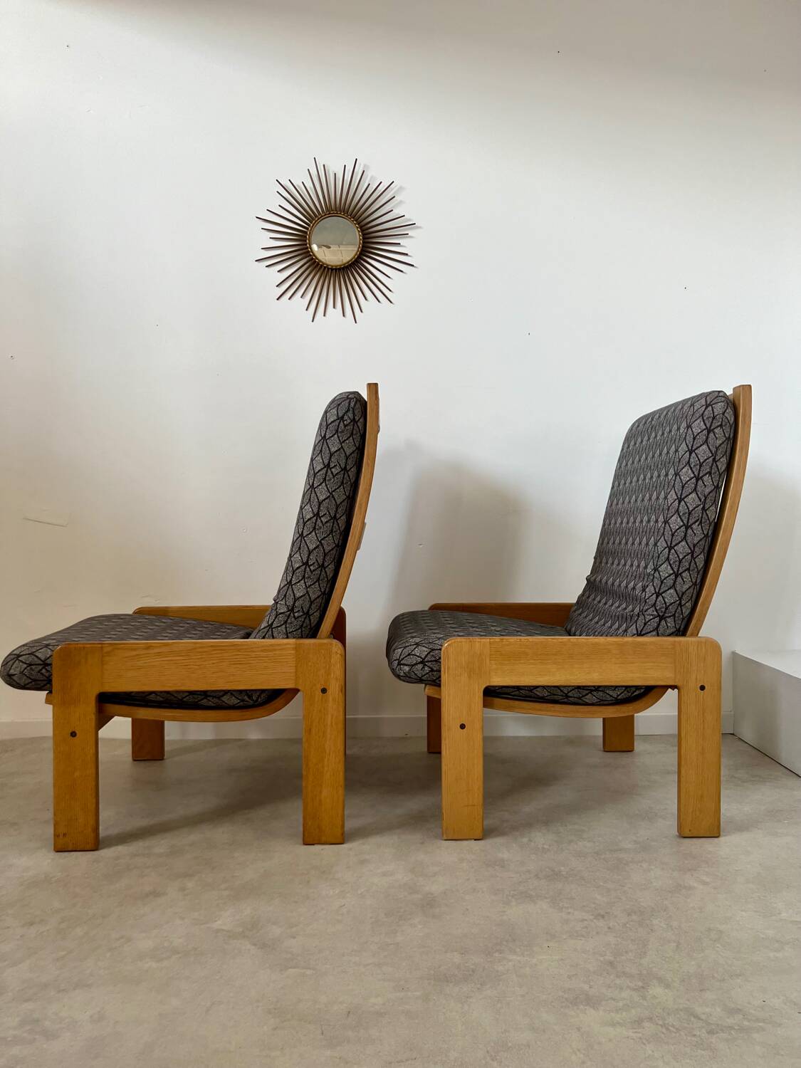 Set of 2 scandinavian design oak armchairs from the 70s yngve ekström for swedese
