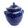 Pot en céramique bleue à pois blancs