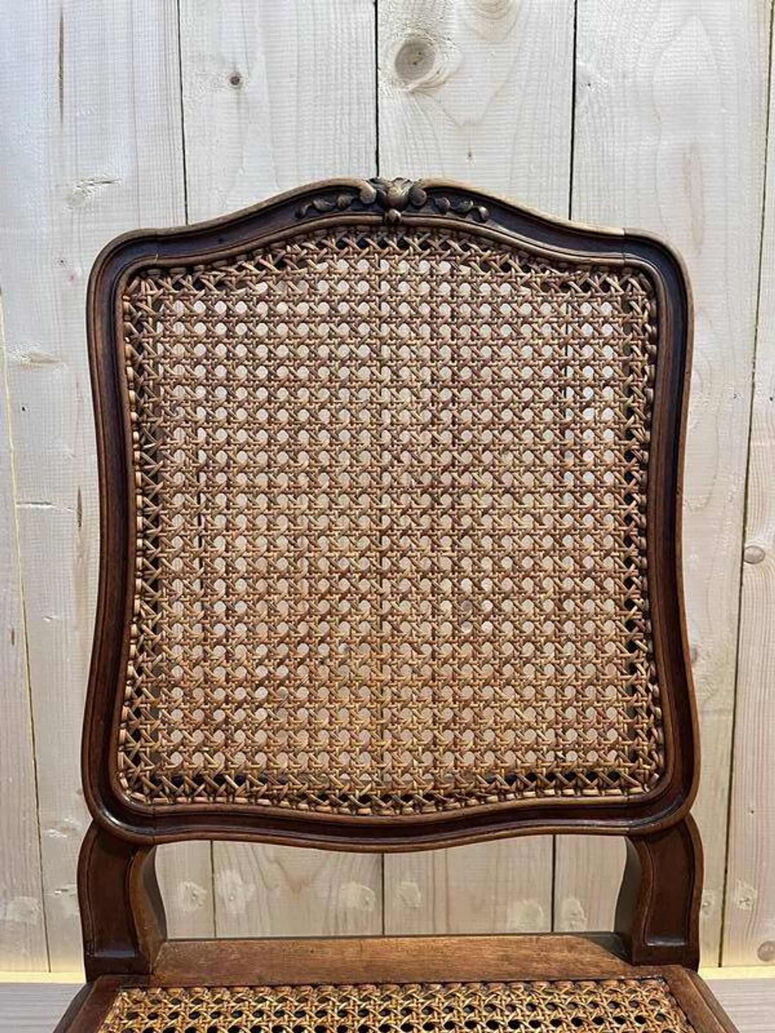 Set of 6 Louis XV chairs in walnut and cane
