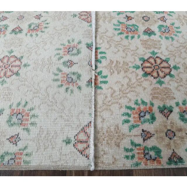 Vintage Turkish Oushak Handmade Wool Rug 111x202