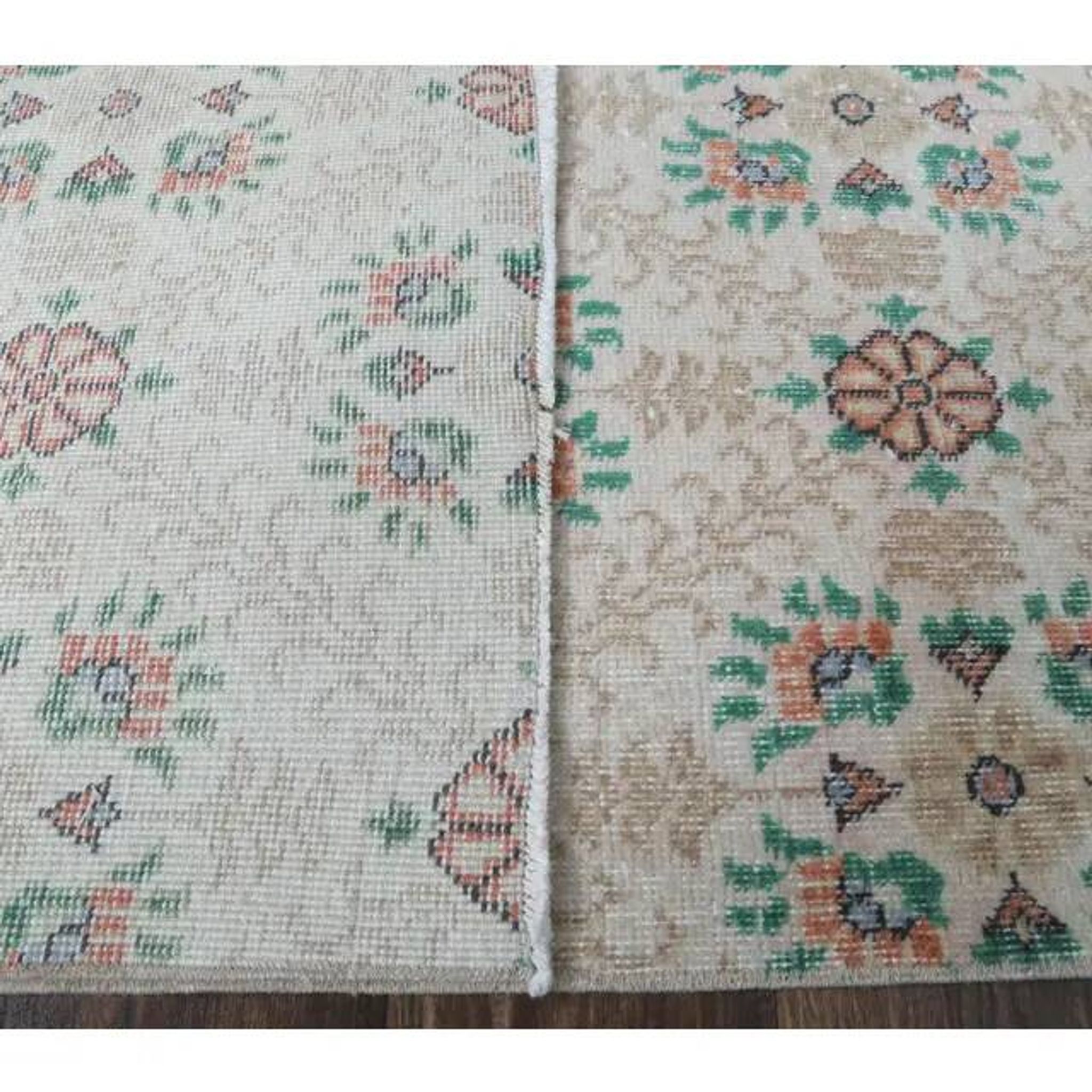 Vintage Turkish Oushak Handmade Wool Rug 111x202