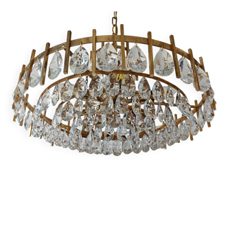 Lustre Mid Century Modern in Crystal and Brass by Bakalowits 1960s