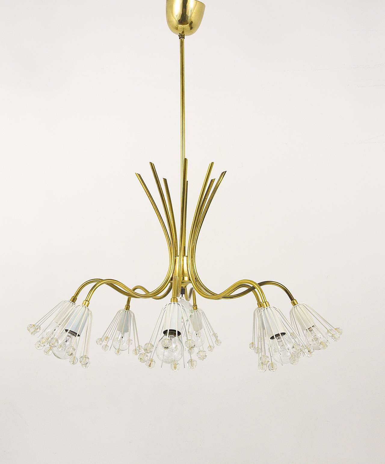 Modern brass floral chandelier Emil Stejnar, Rupert Nikoll, Austria, 1950s