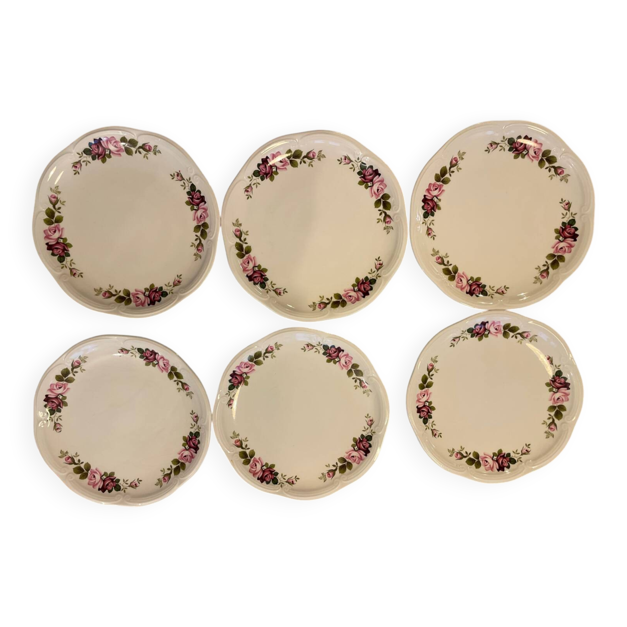 6 assiettes à dessert Gien champs