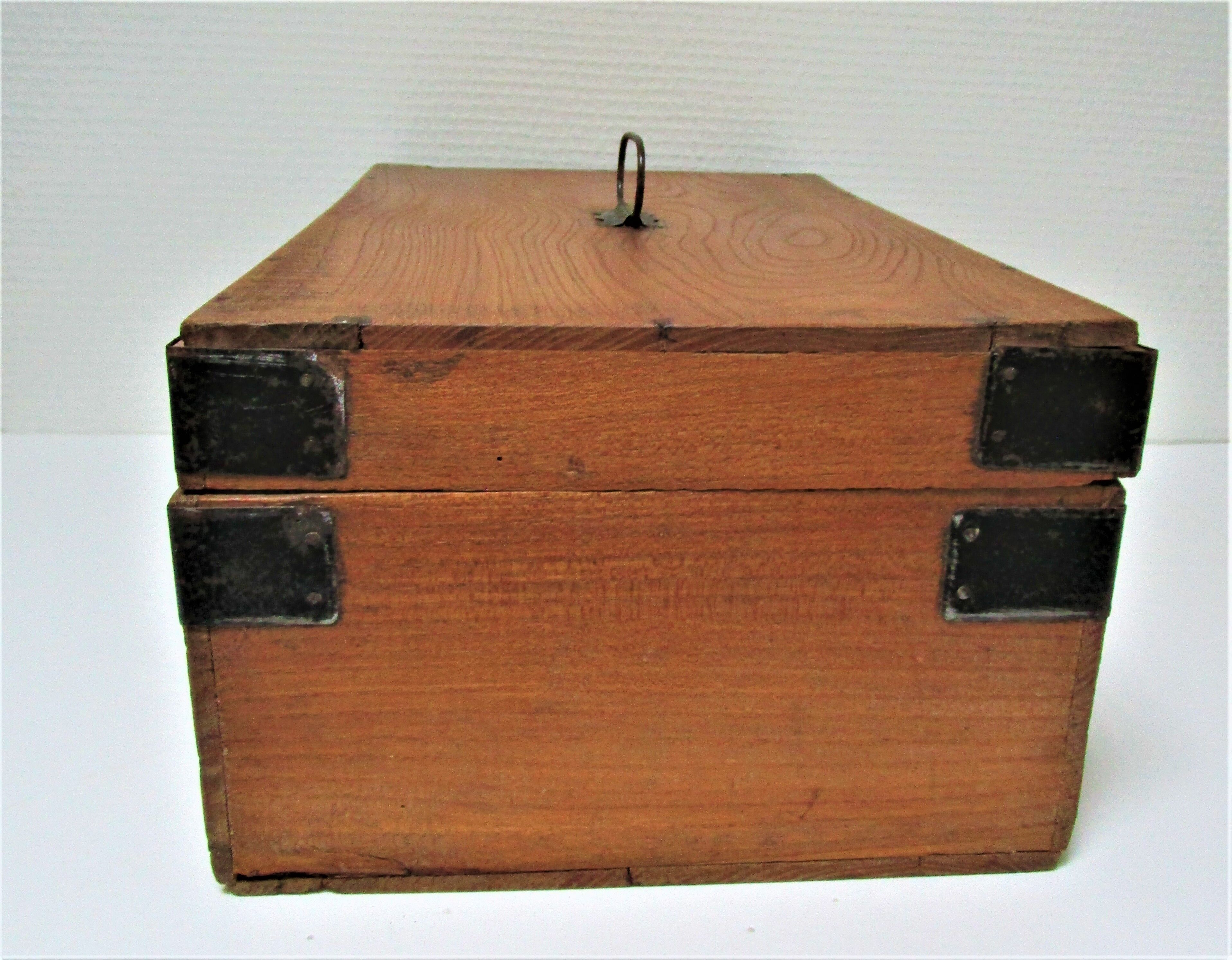 Solid wood box patinated early 20th century