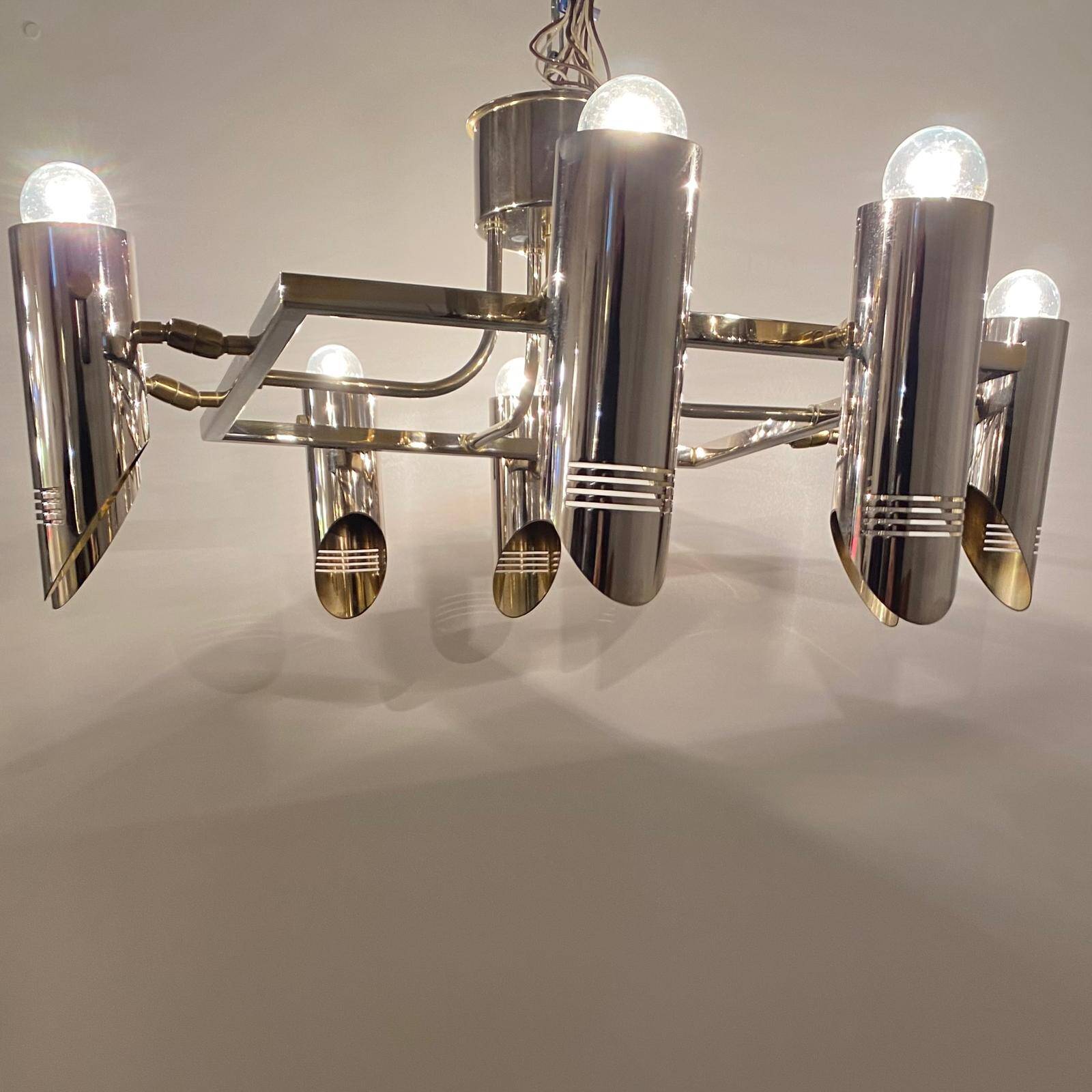 Space Age Multi Lights Ceiling Lamp in the Style of Stilnovo, Italy 1970's