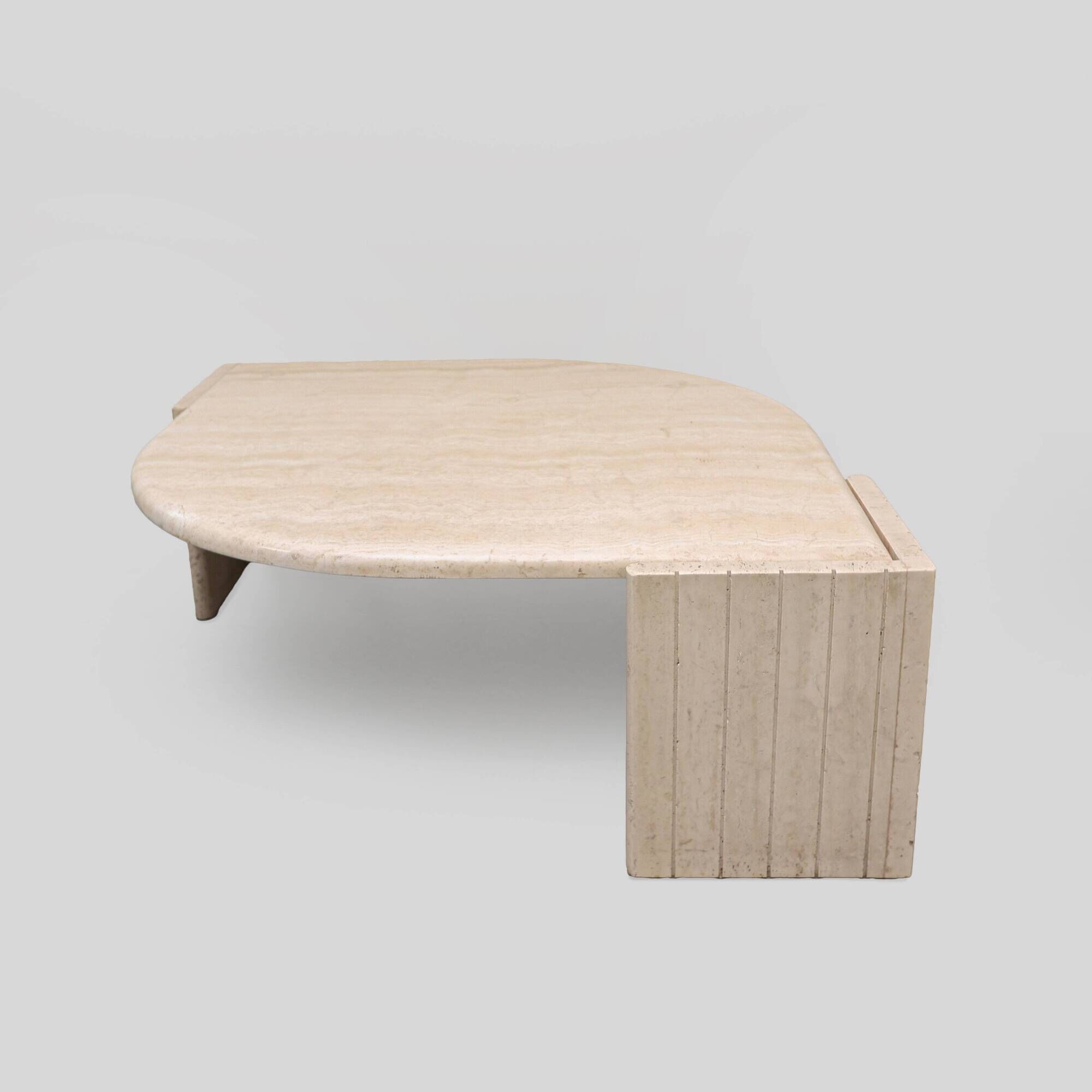Vintage 'teardrop' travertine coffee table, Italy, 1970s.