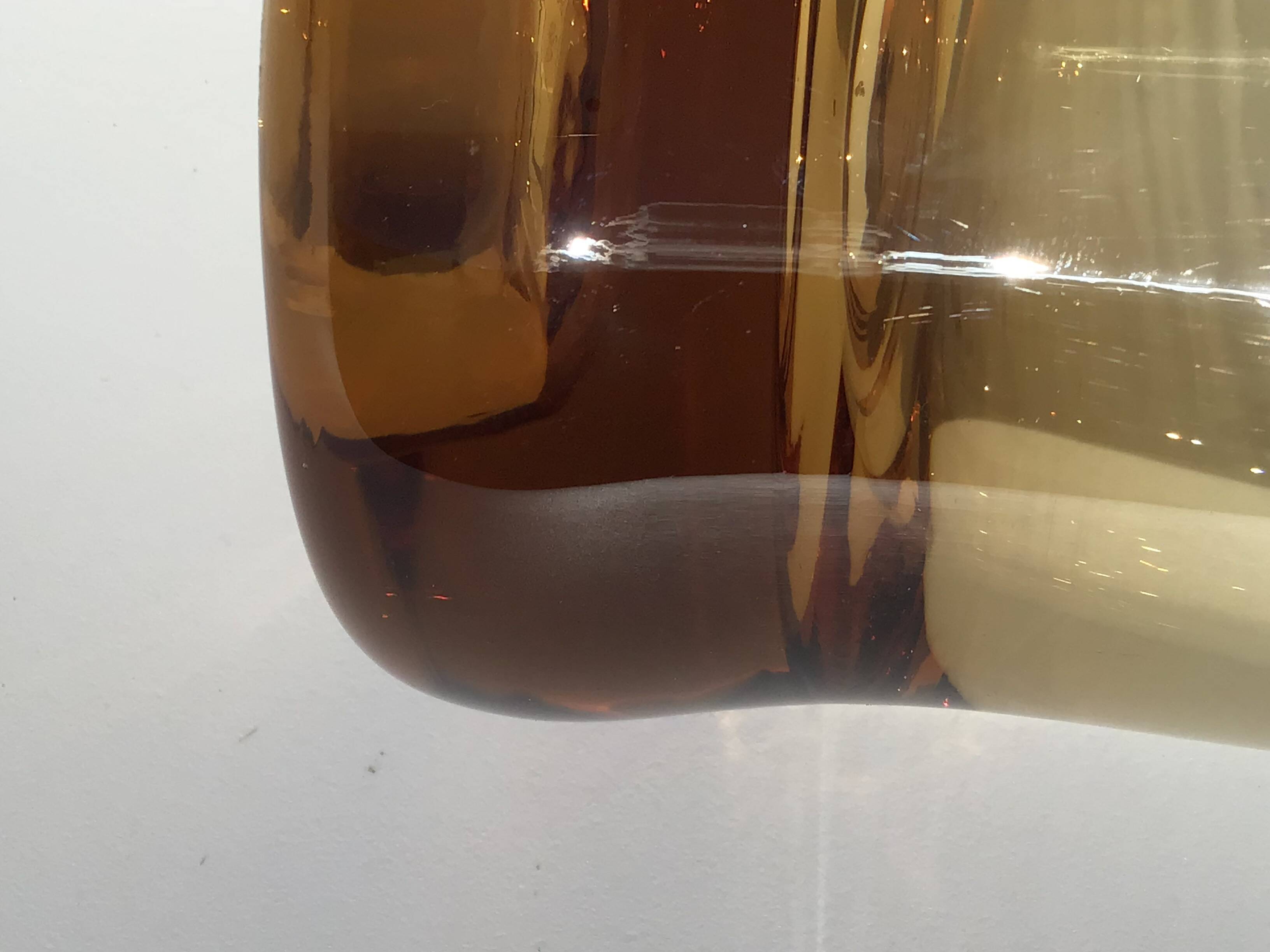 70s amber blown glass ice bucket