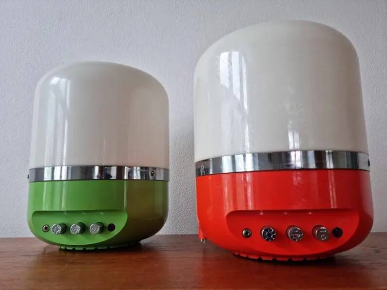 Set of Two Midcentury Table Lamps, Space Age, Adriano Rampoldi, Italy, 1970s
