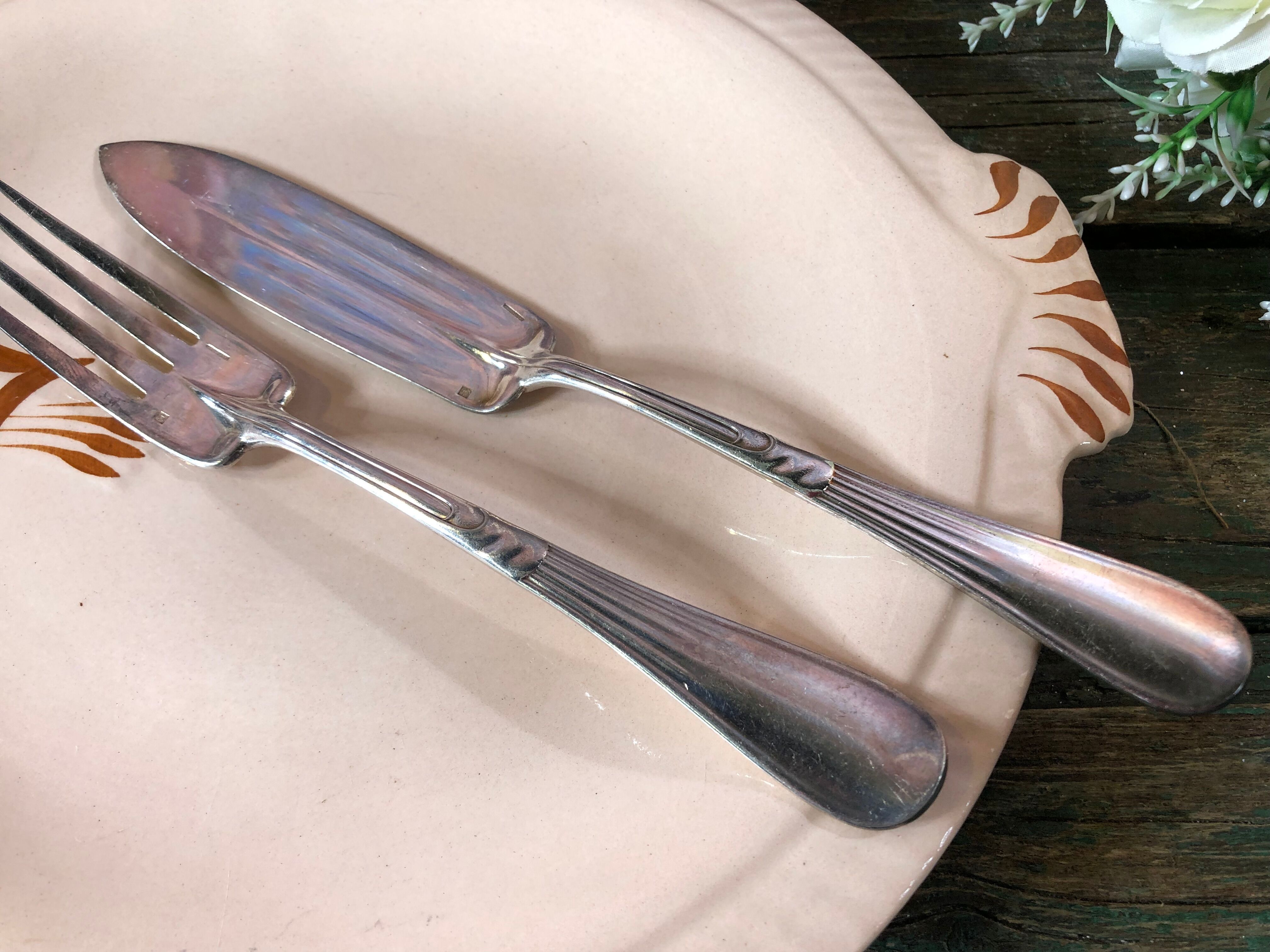 Christofle covered fish 6 forks 6 silver metal knives