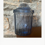 Old coffee pot in blue glass