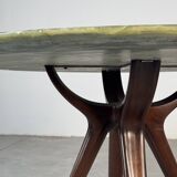 Round dining table in onyx and solid walnut by Osvaldo Borsani, 1950s.
