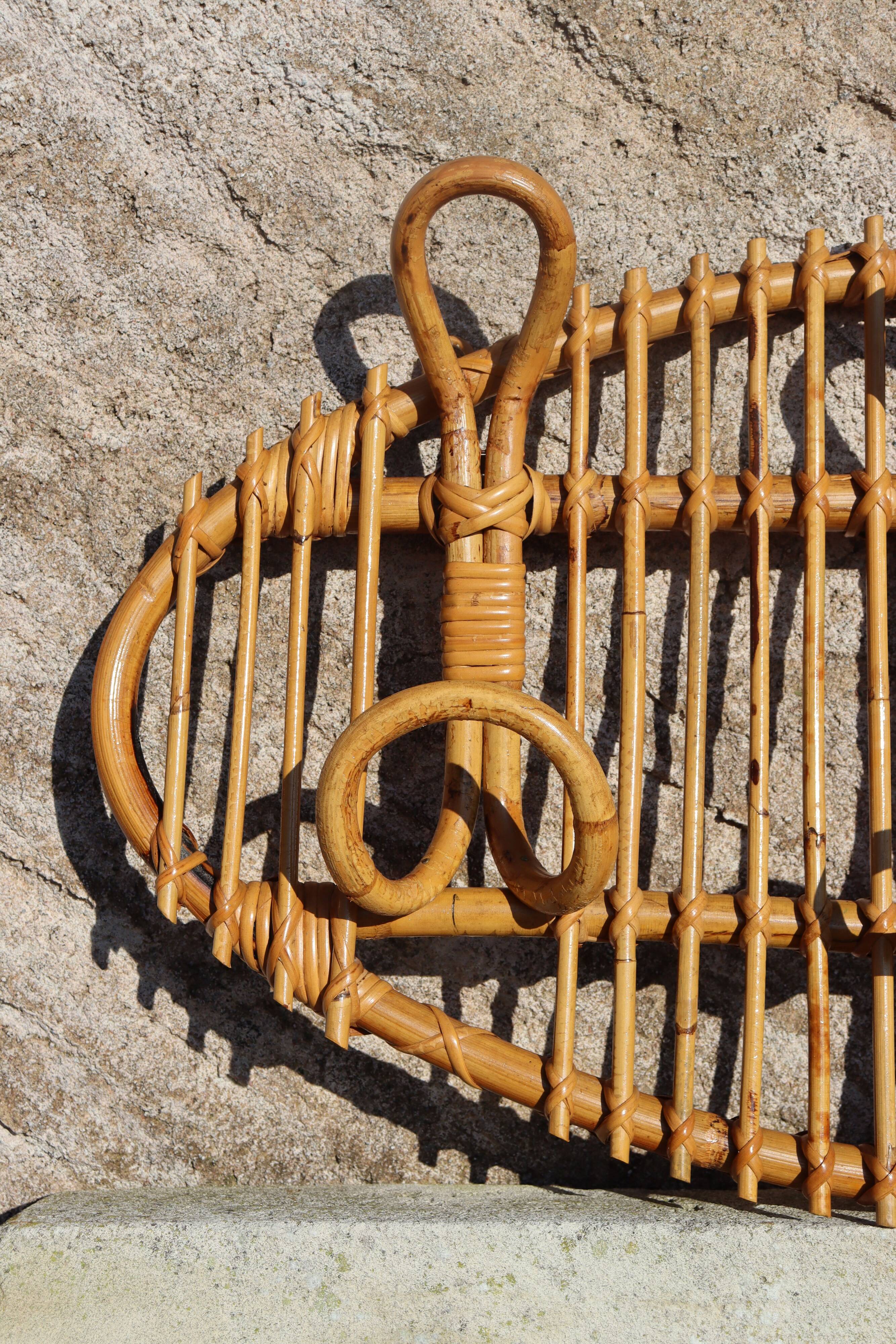 Italian rattan coat rack