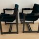 Fauteuil vintage en velours vert et bois noir