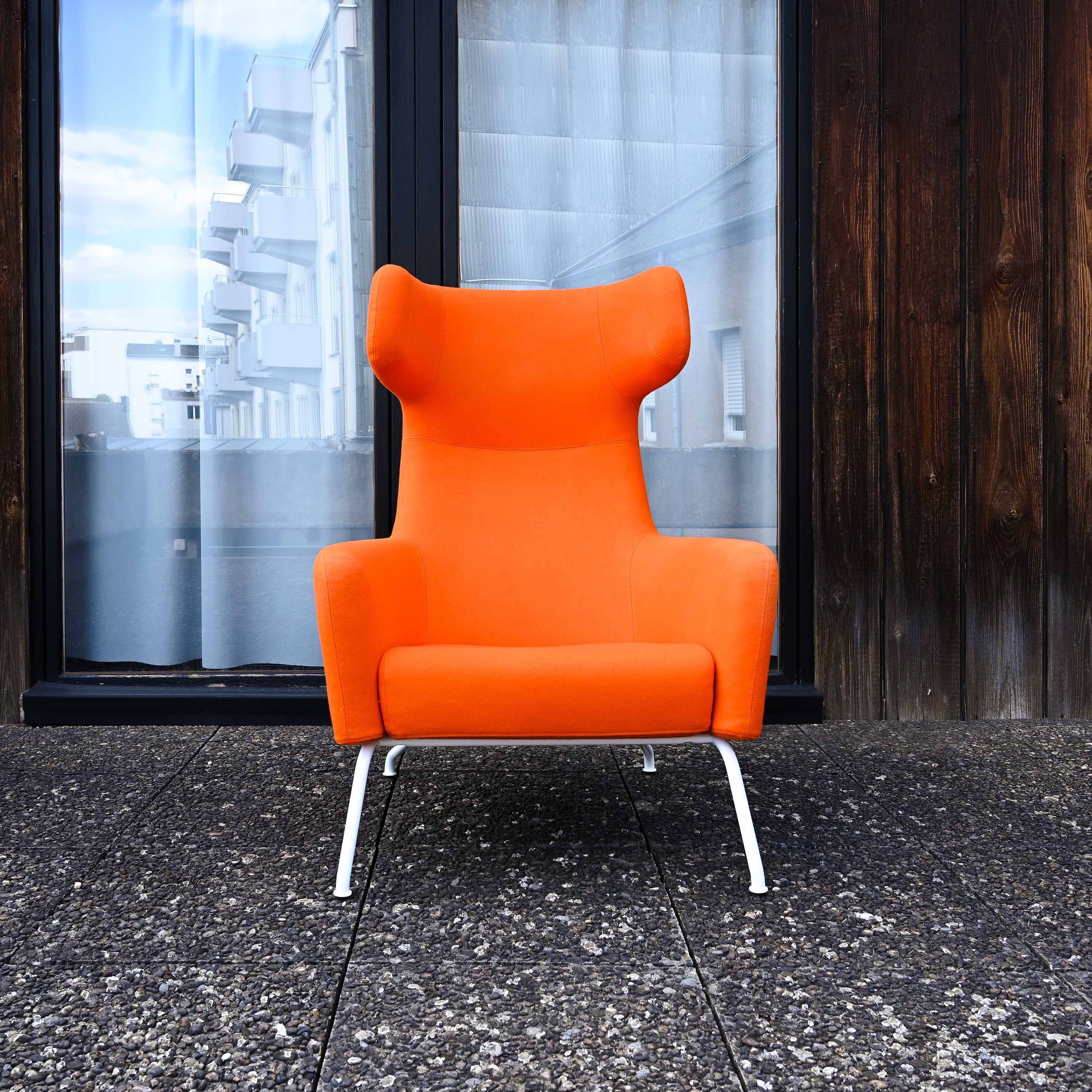 Havana Wing Chair in orange Divina fabric designed by Busk & Hertzog in 2013