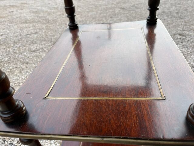 Walnut stand shelf and marquetry with mirror