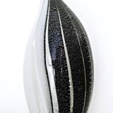 Black and White Penguin Murano Glass Table Lamp with Silver Flakes, Italy