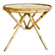 Round bamboo and rattan coffee table with glass top, circa 1960s