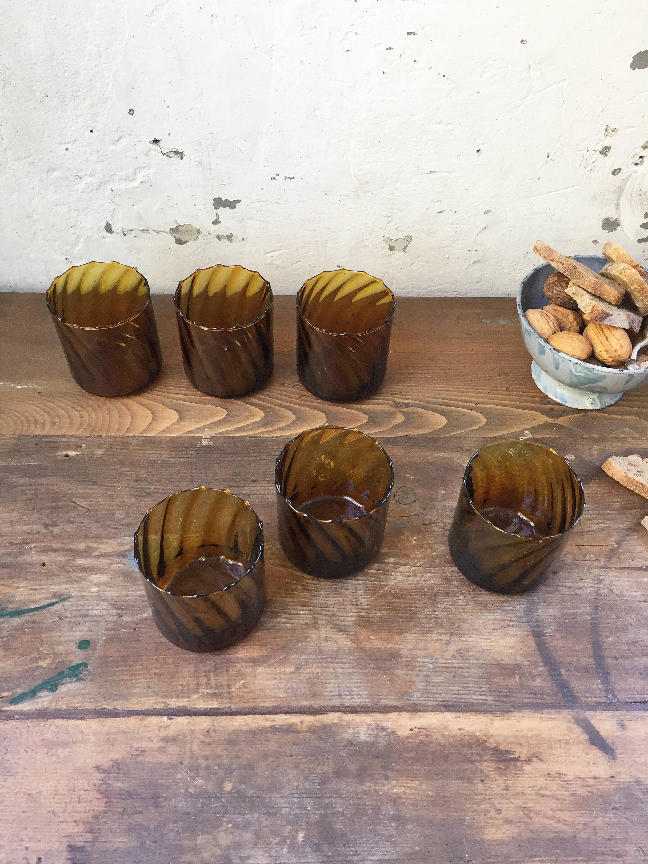 Set of amber glasses
