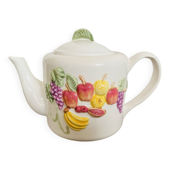 Fruit pattern slip teapot
