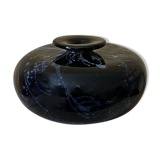 Flat blown glass soliflore - Silver glitter inclusions - France 60s-70s