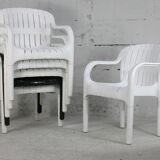 Pierre Paulin set of 6 outdoor armchairs "Dangari", Allibert. Plastic. France, 1980