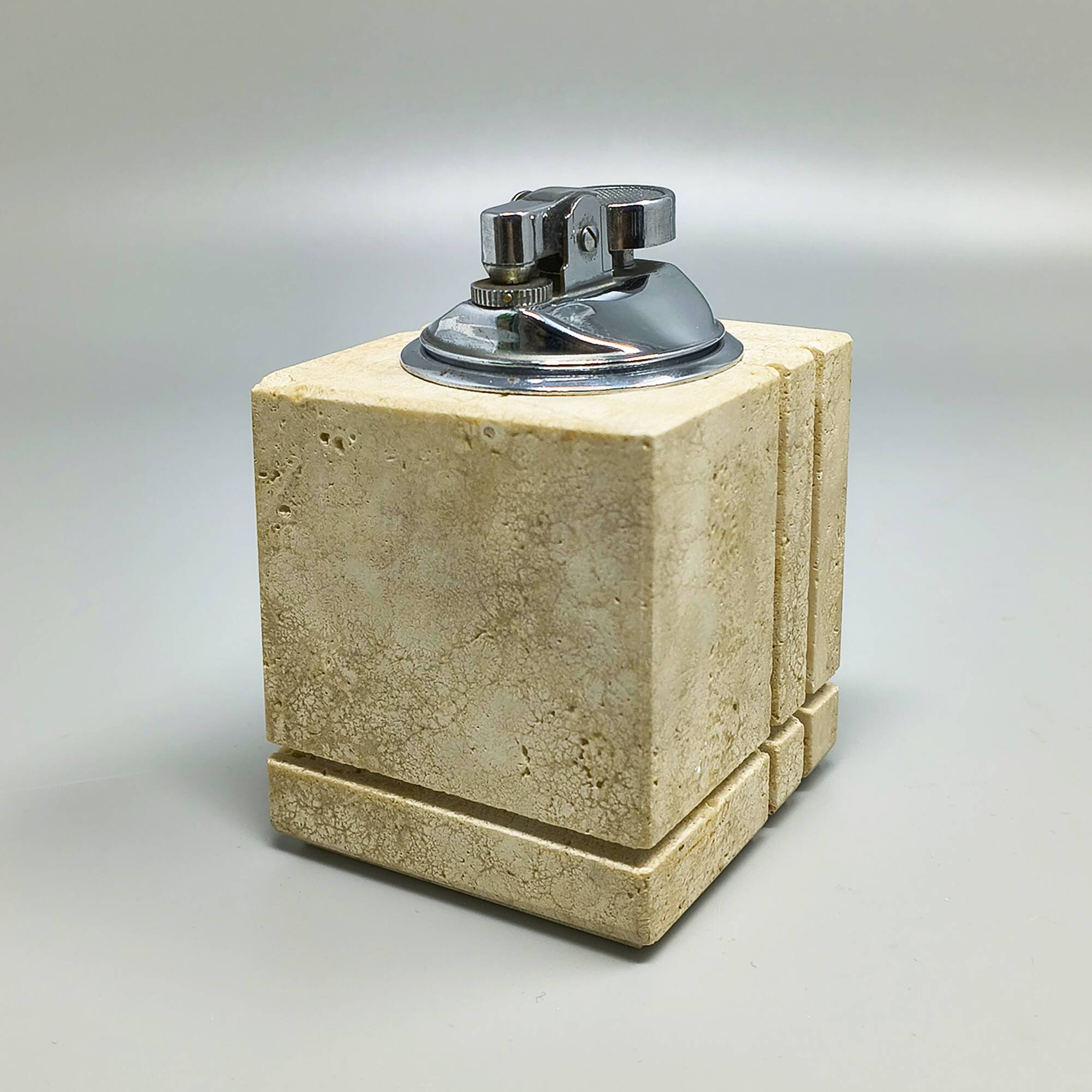 Rare 1970s travertine smoking set by Enzo Mari for Fratelli Mannelli