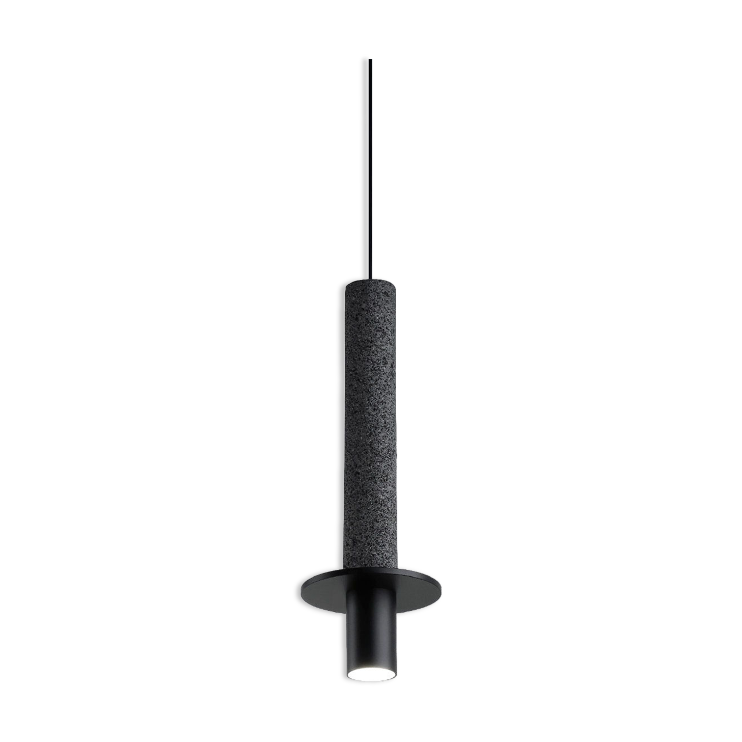 LAMPE SUSPENSION DAVID POMPA NOIR ROCHE VOLCANIQUE