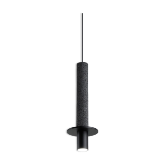 LAMPE SUSPENSION DAVID POMPA NOIR ROCHE VOLCANIQUE