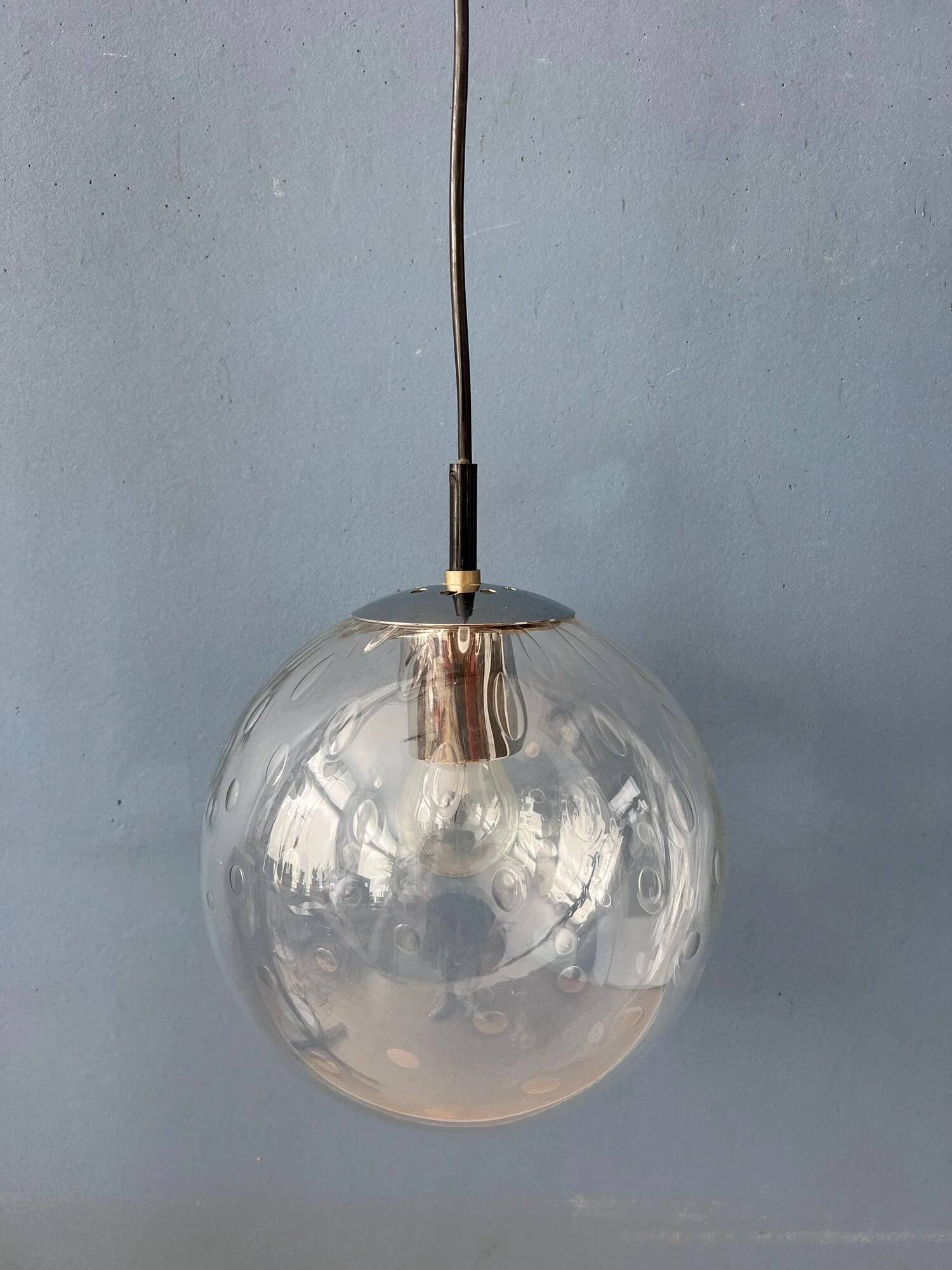Suspension vintage en verre grainé Raak
