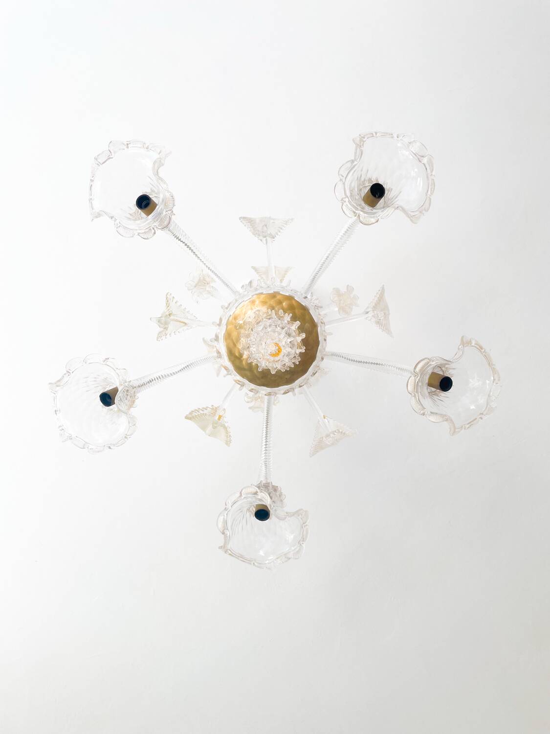 Grand lustre en verre de Murano – 5 bras tulipe