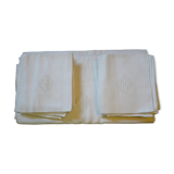 Tablecloth and its 12 monogrammed linen towels