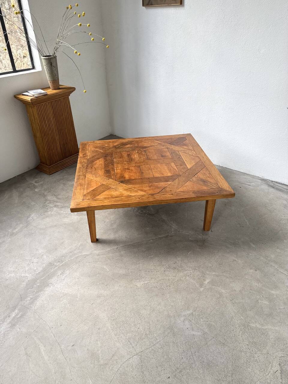 1940s inlaid oak coffee table