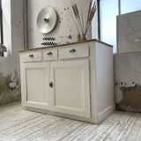 Meuble de métier enfilade patine blanche