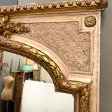 Louis XV style mirror in wood and gilded and patinated stucco 19th century
