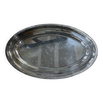 Oval tray in silver metal