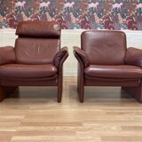 Pair of "Erpo" designer leather armchairs