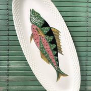 Grand plat ovale poisson Gien modèle Baie d'Halong