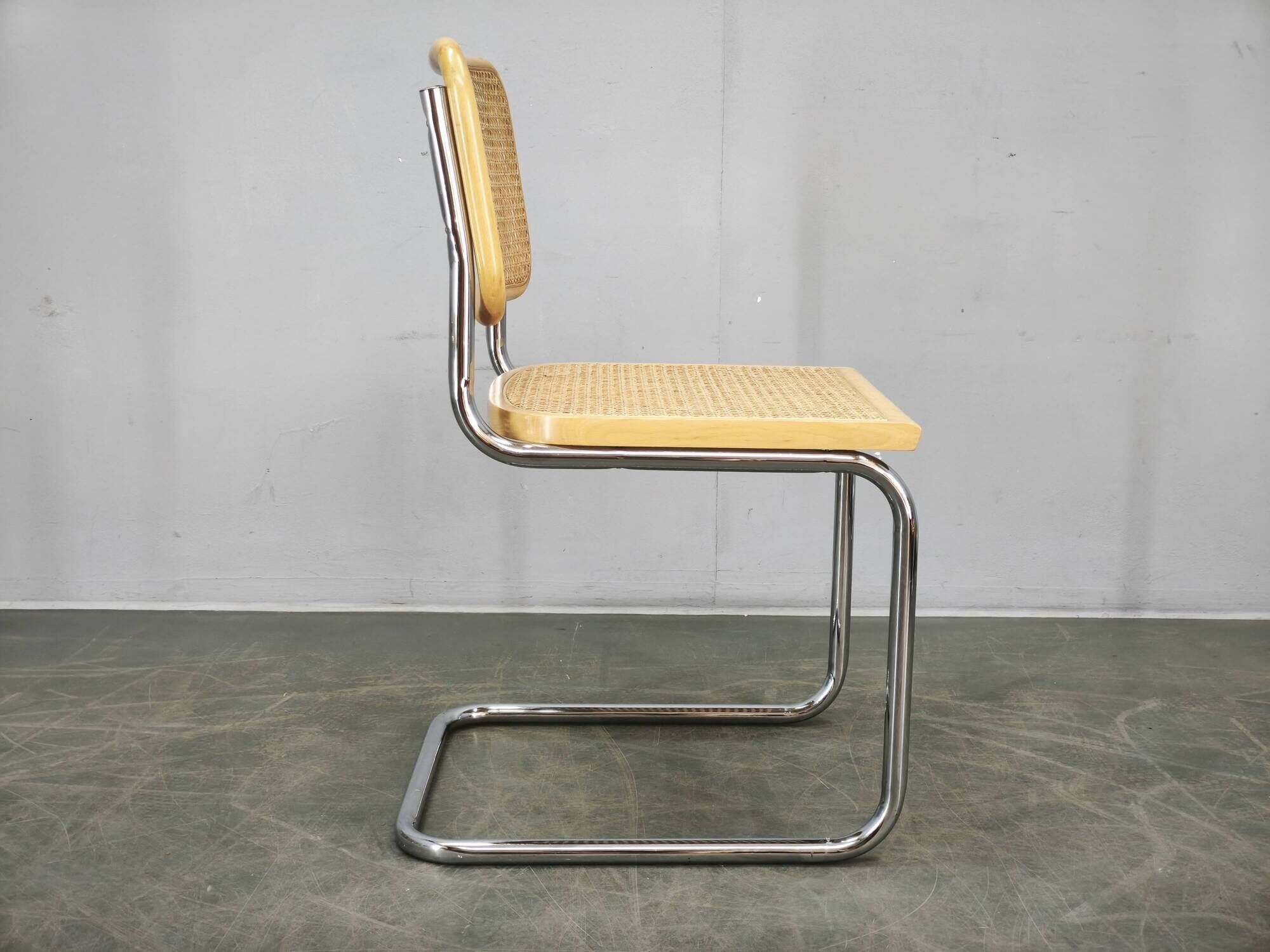 Italian Cesca B32 Style Cane and Chrome Cantilever Chair, 1970s