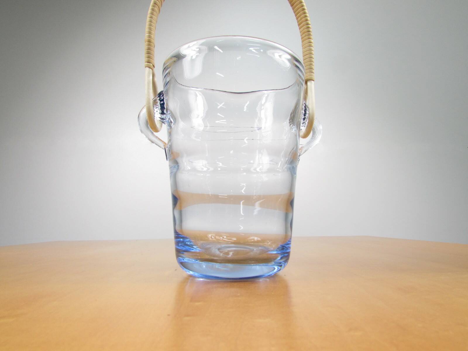 Seau à glace - Rotin et verre ondulé - Années 60