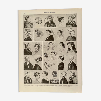 Lithographie sur les coiffes bretonnes de 1926