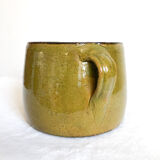 Olive green terracotta jar cache enamelled terracotta